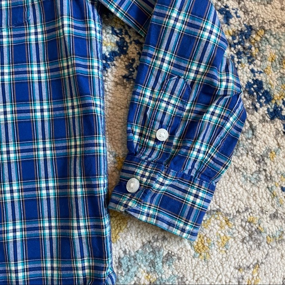 Janie and Jack toddler boys blue plaid long sleeve button down - Picture 4 of 7